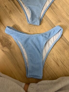 cute cheeky textured blue size small bikini bottoms